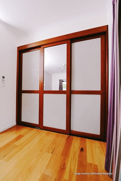 3 door mesh and timber wardrobe cupboard doors