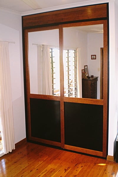 Timber Wardrobe Doors with mesh and glass