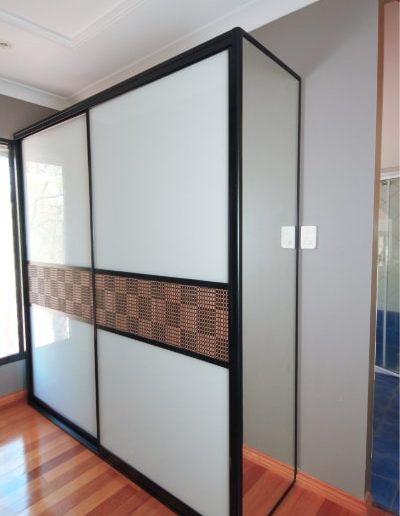 Sliding Wardrobe Door with mirror Gable end Dress mirror and feature bamboo panel