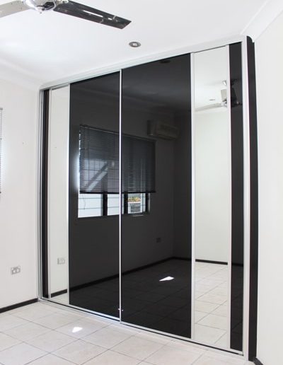 Wardrobe doors black glass 2700 wide