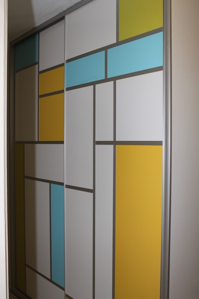 Hallway Linen Cupboard Mondrian Inspired Sliding Doors