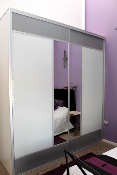 Grey Mesh panels top and bottom wardrobe doors
