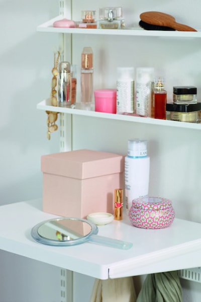 Wardrobe Inserts: elfa decor accessories for make up and perfume