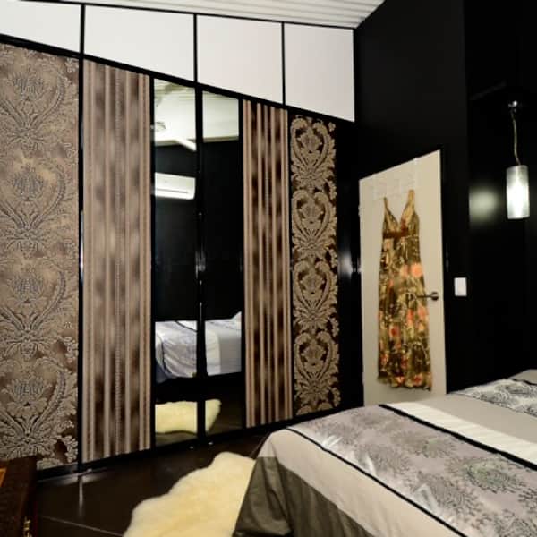 Bedroom Wardrobes with Wallpaper