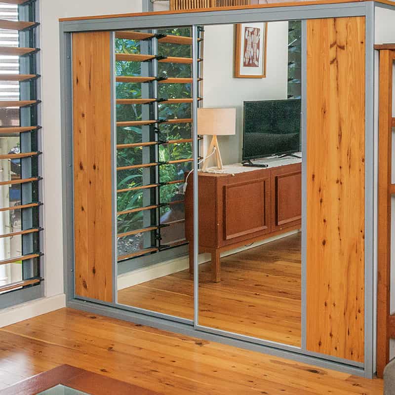 Recycled Cypress Pine Flooring into Sliding Wardrobe Doors